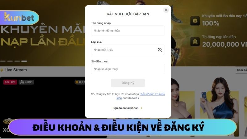 Xem xét điều khoản điều kiện về đăng ký tài khoản mới