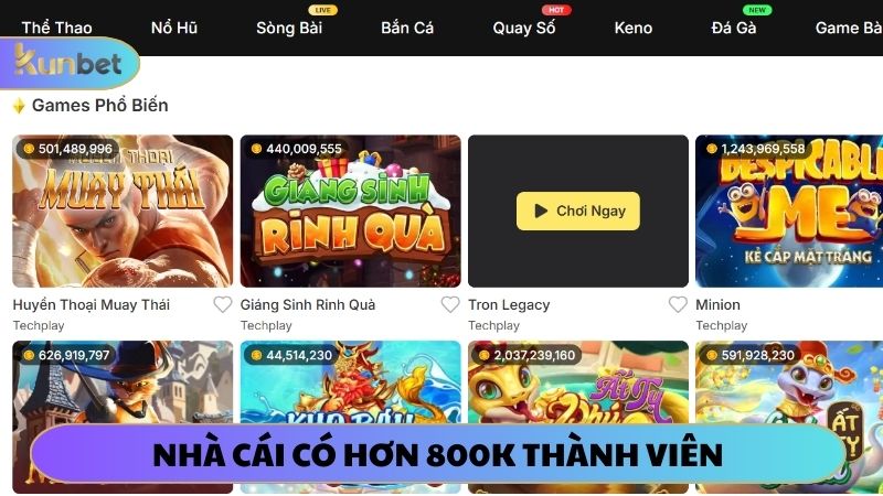 Nhà cái hoạt động hơn 2 năm với số lượng thành viên đạt 800k