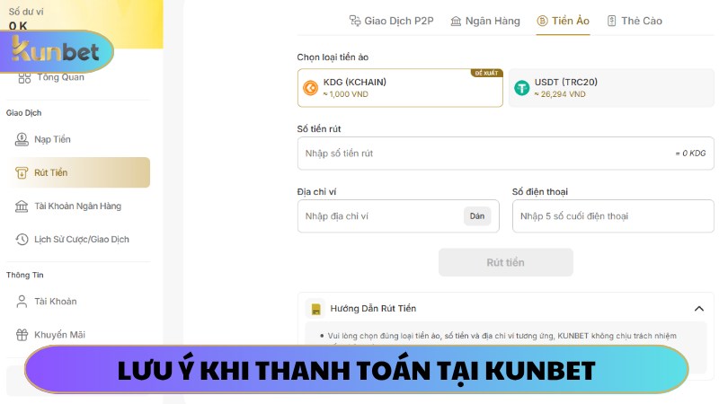 Giá trị muốn rút phải nằm trong hạn mức sân chơi quy định